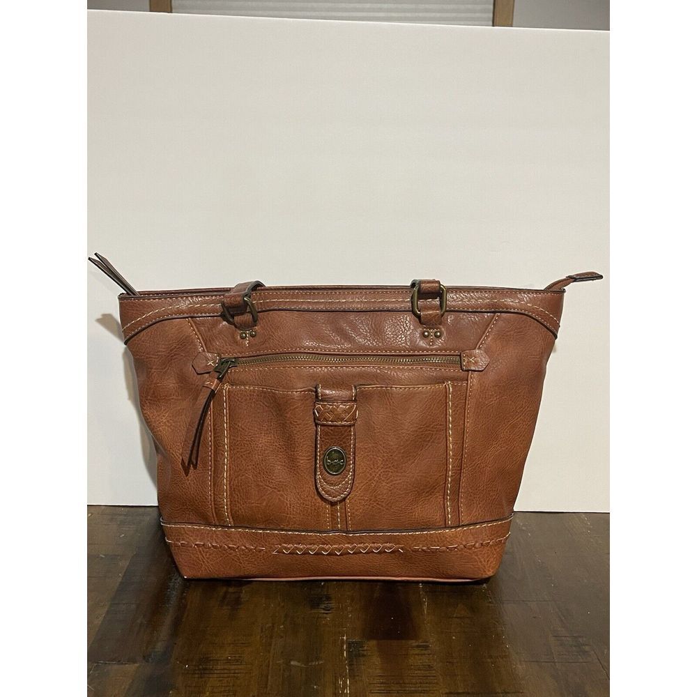 BOC Cognac Shoulder Bag with Structured Design and Metal Accents